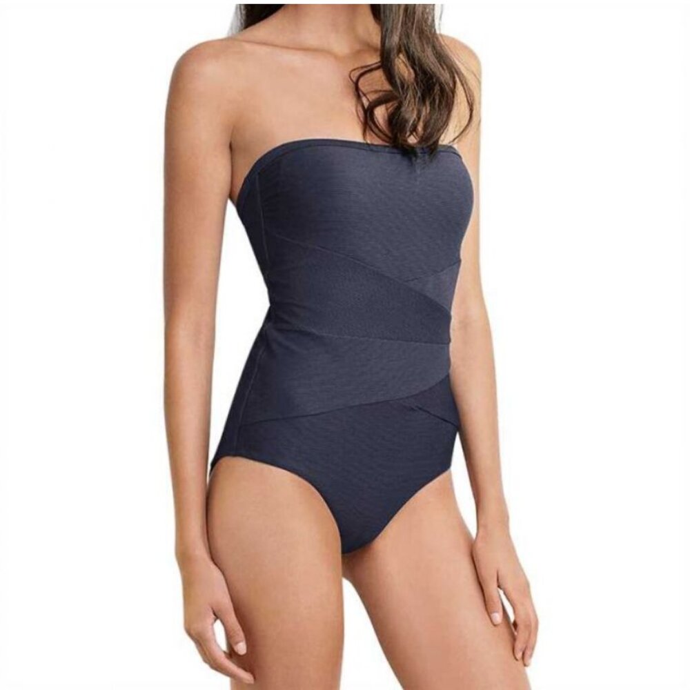 New! Australian Brand Milea Mini Rib One-Piece Swimsuit in Ink Size Medi…